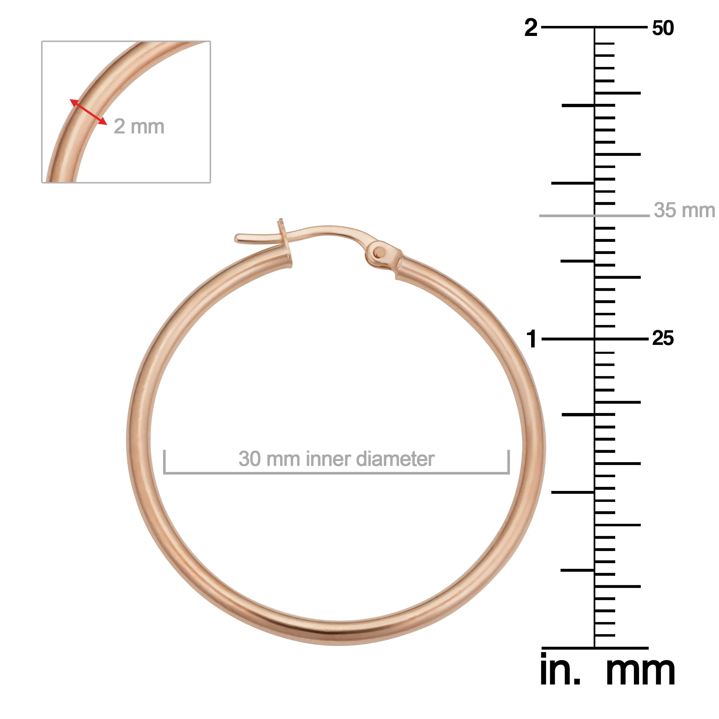 14k Rose Gold Hoop Earrings (30 mm)