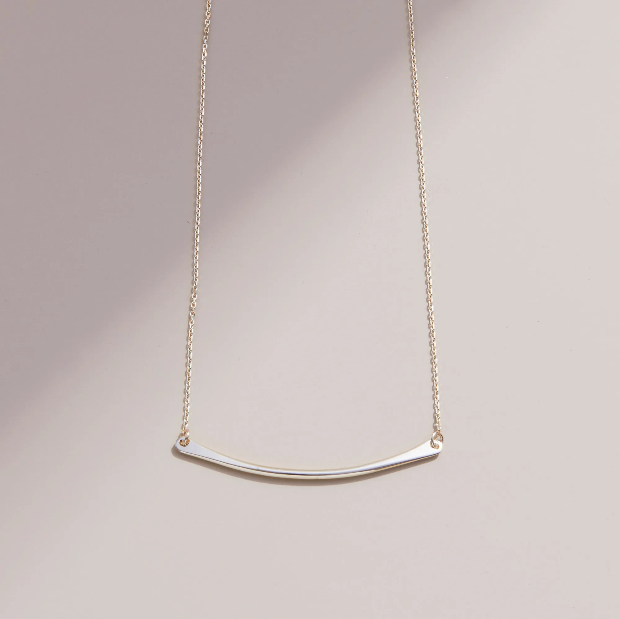 14k Solid Gold Bar Pendant Necklace, Ely