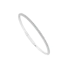 14K WHITE GOLD 1.00 CTW HALF WAY DIAMOND STACKABLE BANGLE BRACELET