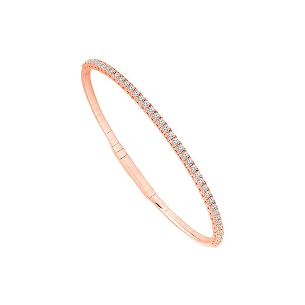 14K WHITE GOLD 1.00 CTW HALF WAY DIAMOND STACKABLE BANGLE BRACELET