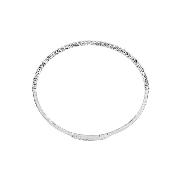 14K WHITE GOLD 1.00 CTW HALF WAY DIAMOND STACKABLE BANGLE BRACELET