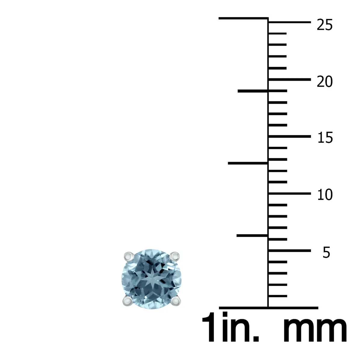 14K White Gold 5Mm Round Aquamarine Earrings