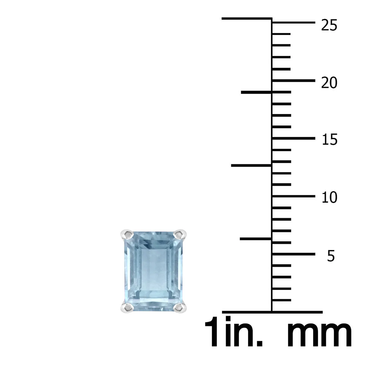 14K White Gold 6X4Mm Emerald Shaped Aquamarine Earrings