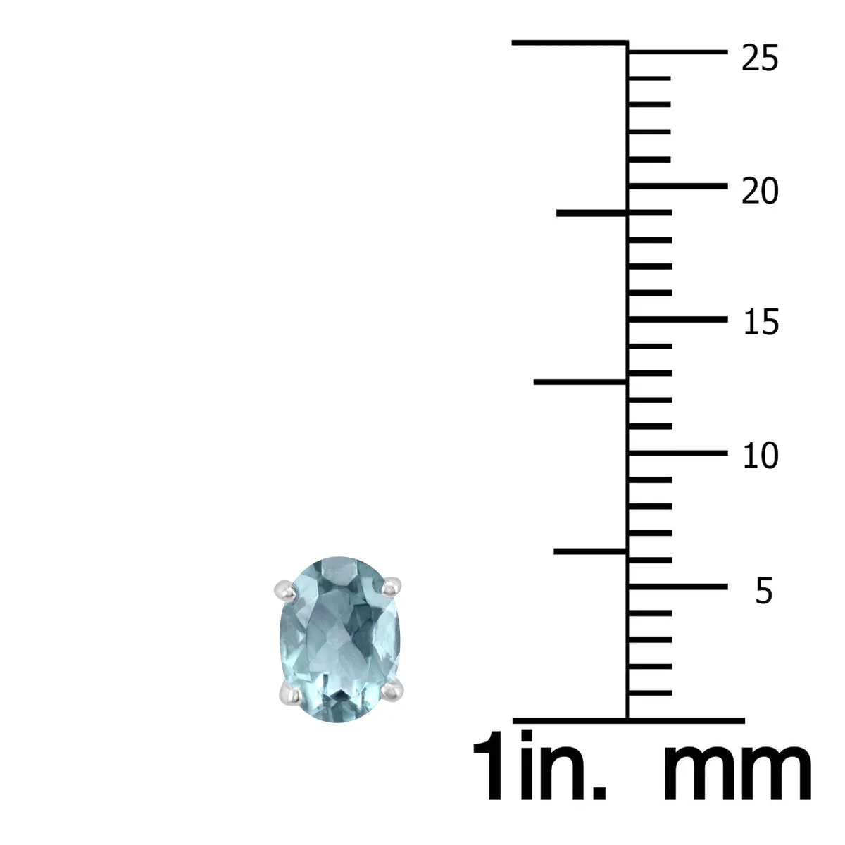 14K White Gold 6X4Mm Oval Aquamarine Earrings