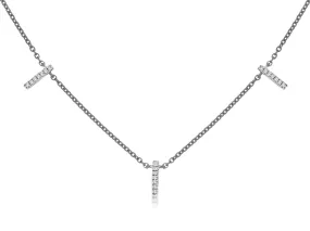 14K White Gold Dangle Bar Diamond Necklace
