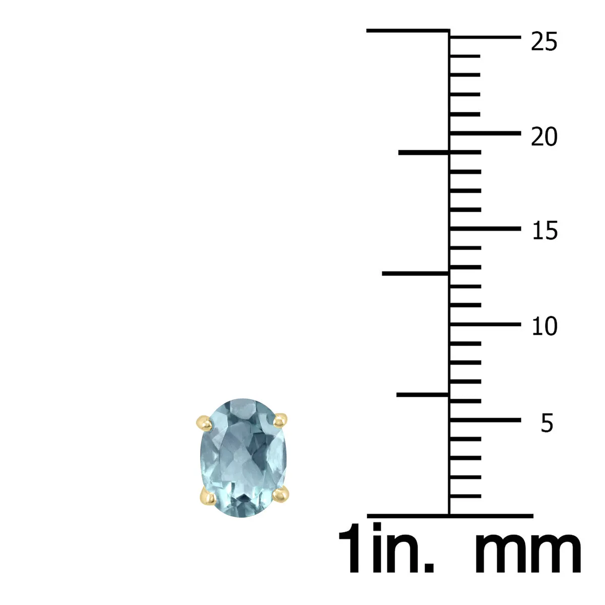 14K Yellow Gold 6X4Mm Oval Aquamarine Earrings