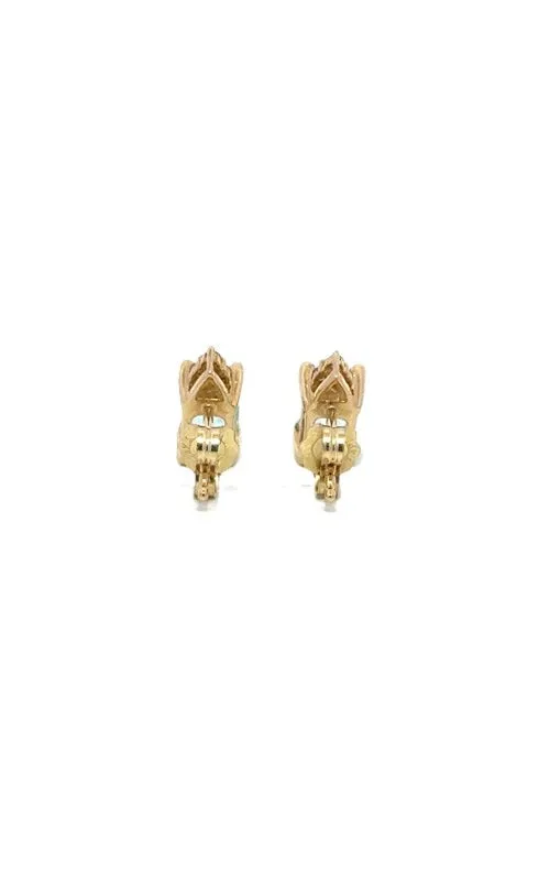 14K YELLOW GOLD AQUAMARINE STUD EARRINGS  G14962