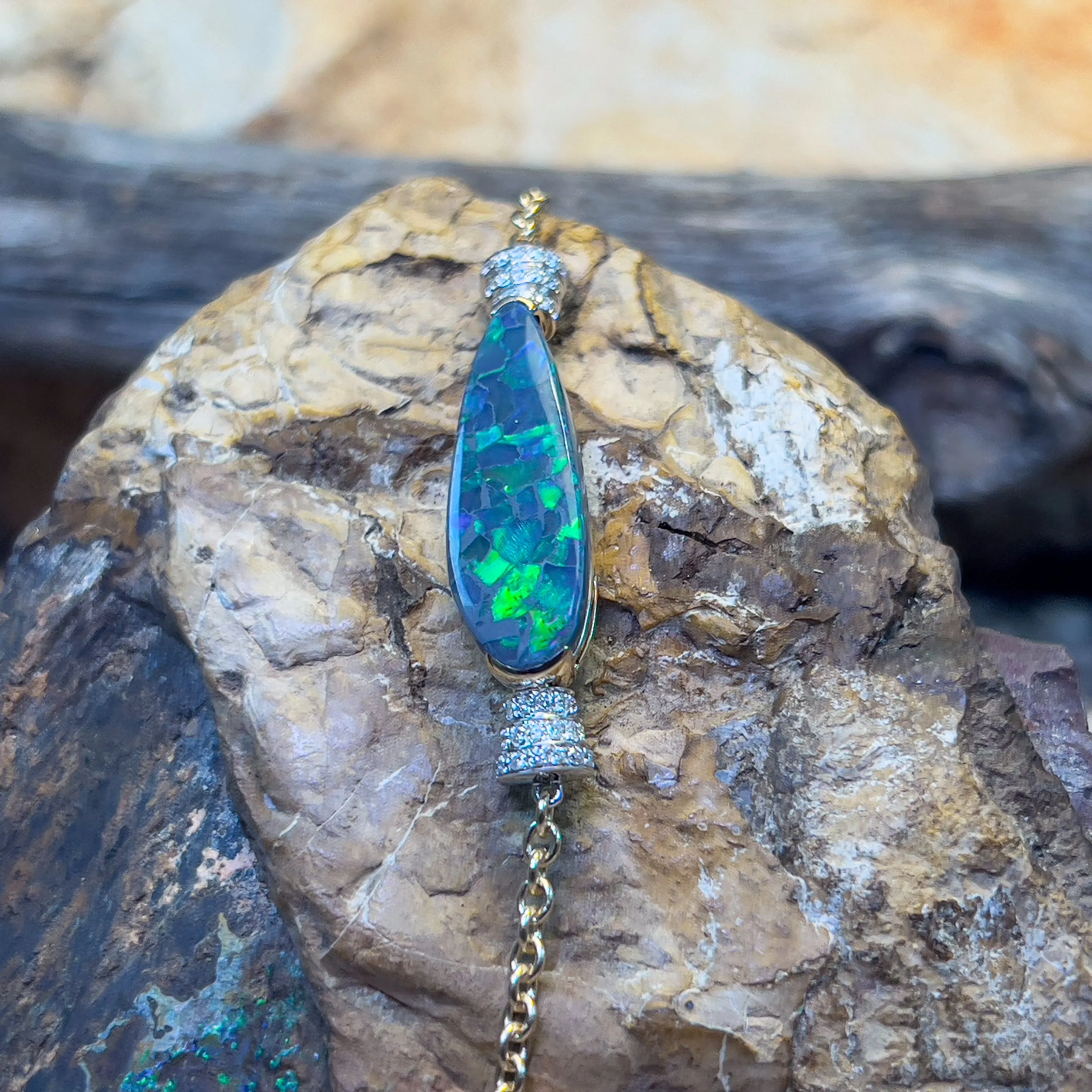 14kt Yellow Gold Black Opal and diamond bracelet