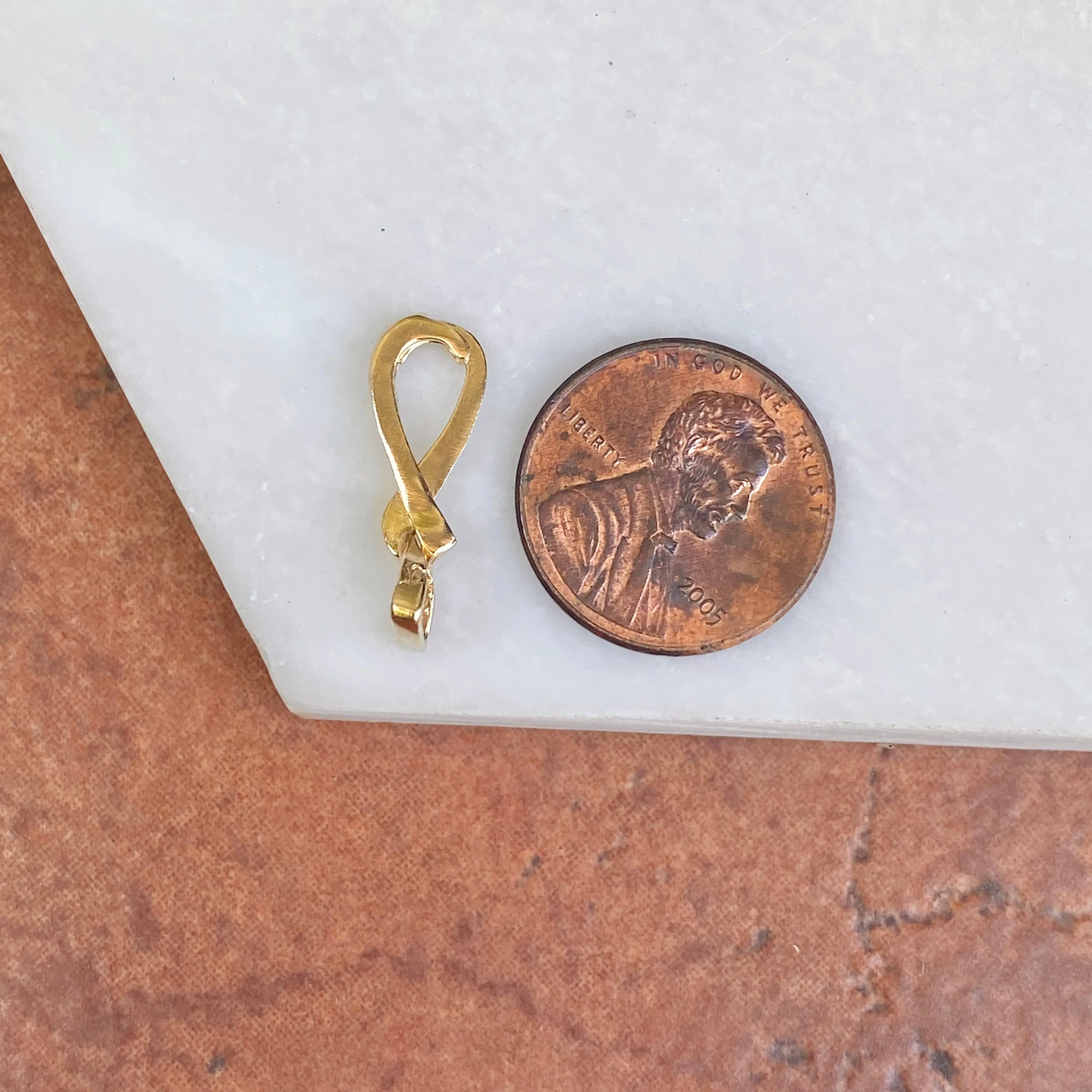 14KT Yellow Gold Pendant Enhancer Slide Hanger 2mm