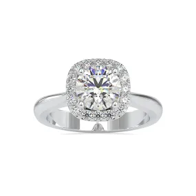 1.50-Carat Lab Grown Solitaire Platinum Diamond Halo Engagement Ring JL PT LG G 0101-C