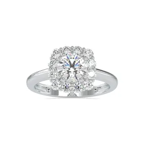 1.50-Carat Lab Grown Solitaire Platinum Diamond Halo Engagement Ring JL PT LG G 0148-C