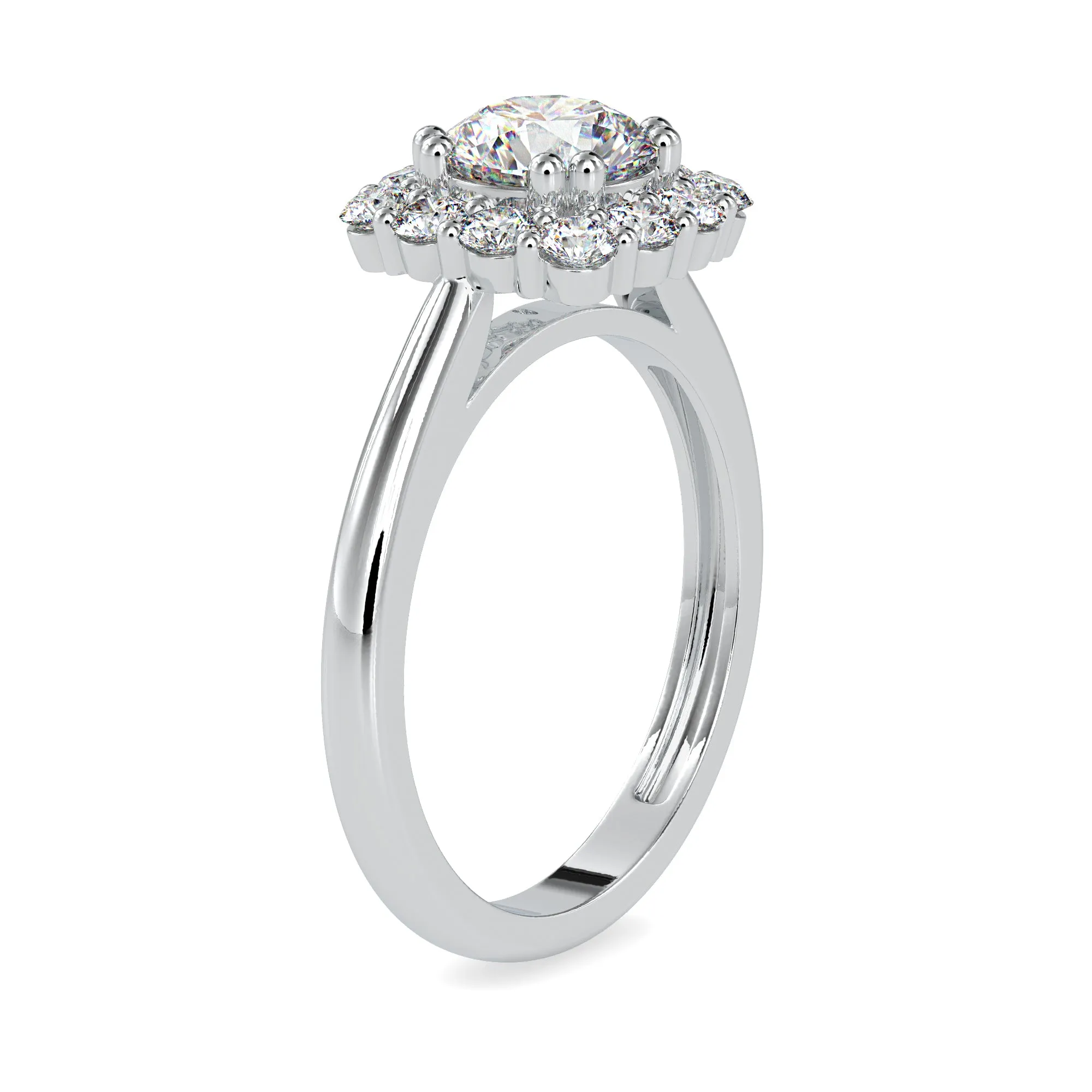 1.50-Carat Lab Grown Solitaire Platinum Diamond Halo Engagement Ring JL PT LG G 0148-C