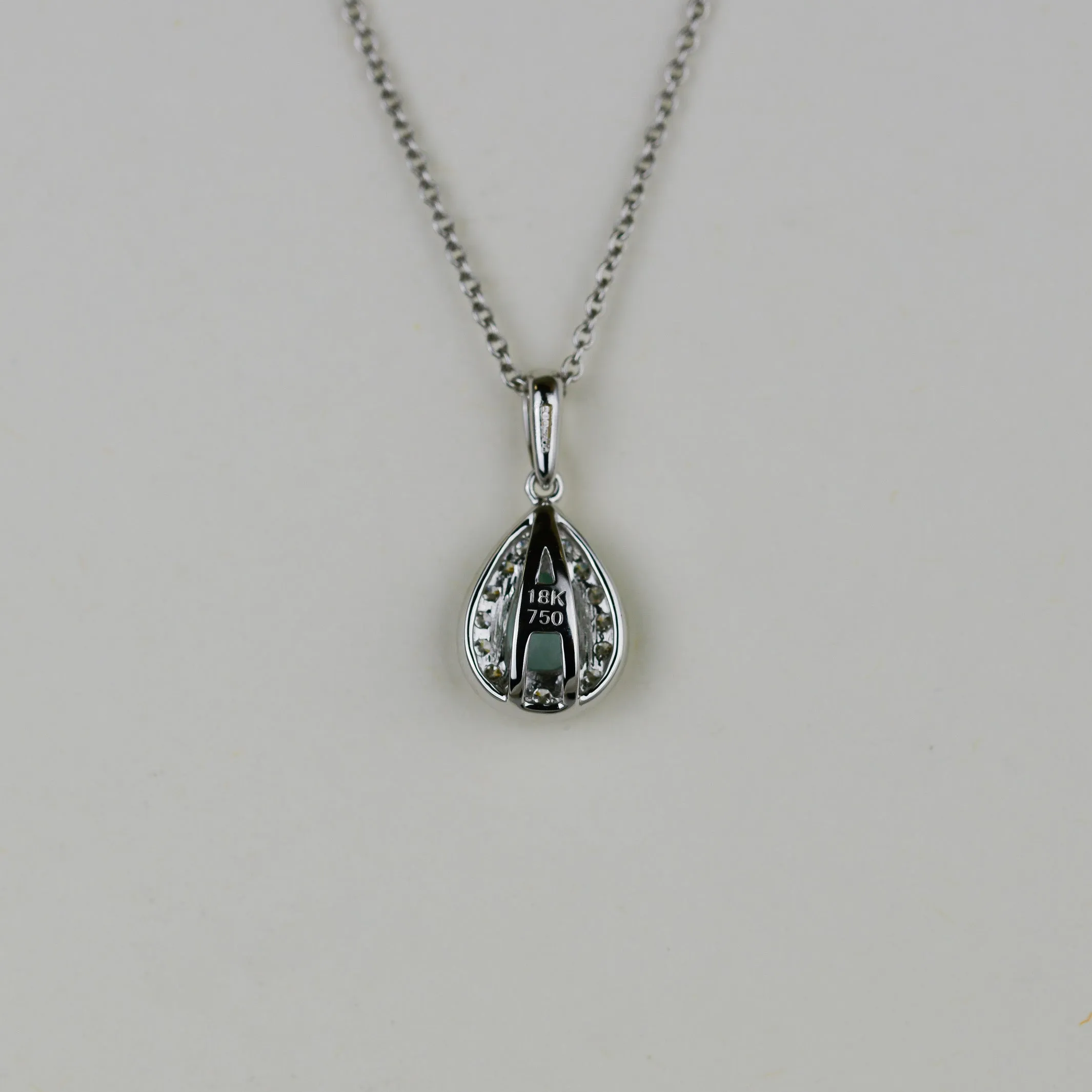 18ct White Gold 0.51ct Pear Aquamarine and Diamond Pendant