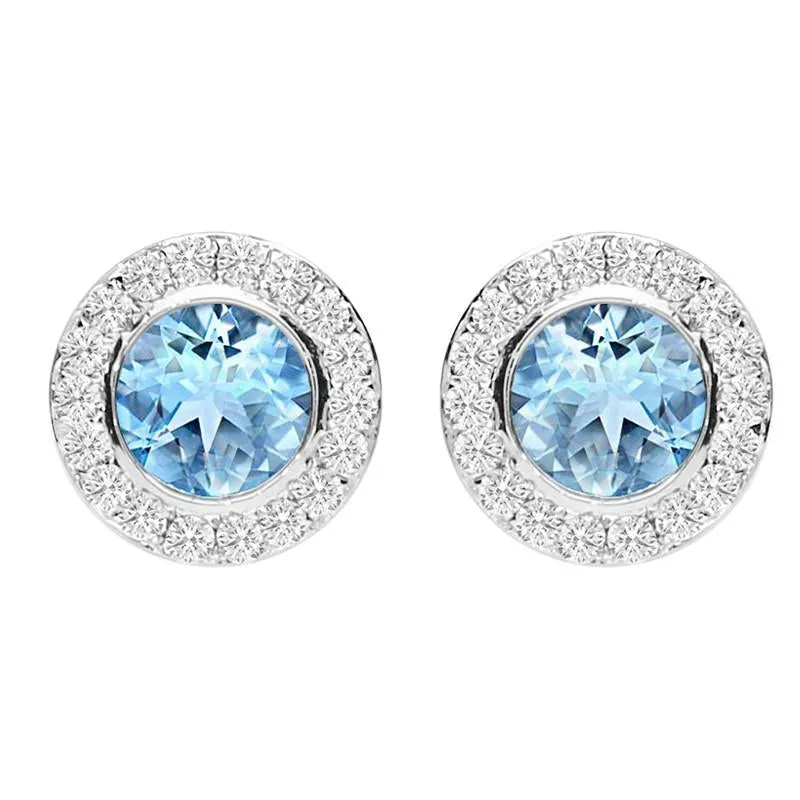 18ct White Gold 0.54ct Aquamarine Diamond Stud Earrings