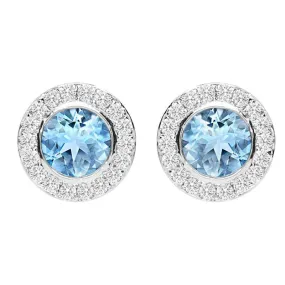18ct White Gold 0.54ct Aquamarine Diamond Stud Earrings