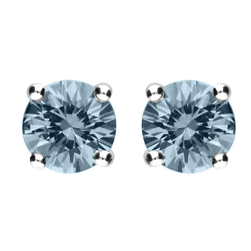 18ct White Gold 0.90ct Aquamarine Solitaire Stud Earrings