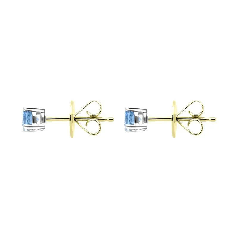 18ct White Gold 0.90ct Aquamarine Solitaire Stud Earrings
