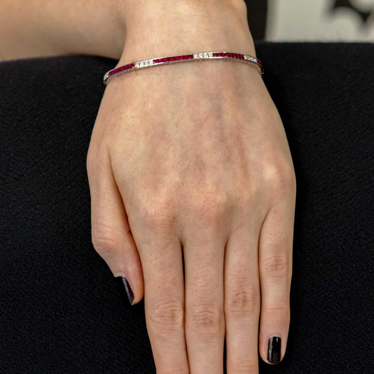 18ct White Gold 4ct Ruby And 1.88ct Diamond Tennis Bracelet
