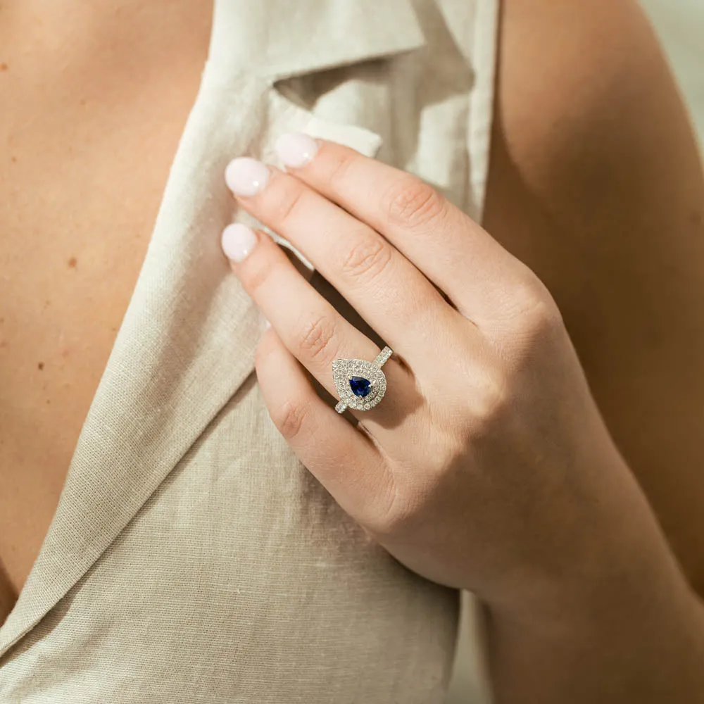 18ct White Gold Sapphire & Diamond Ring