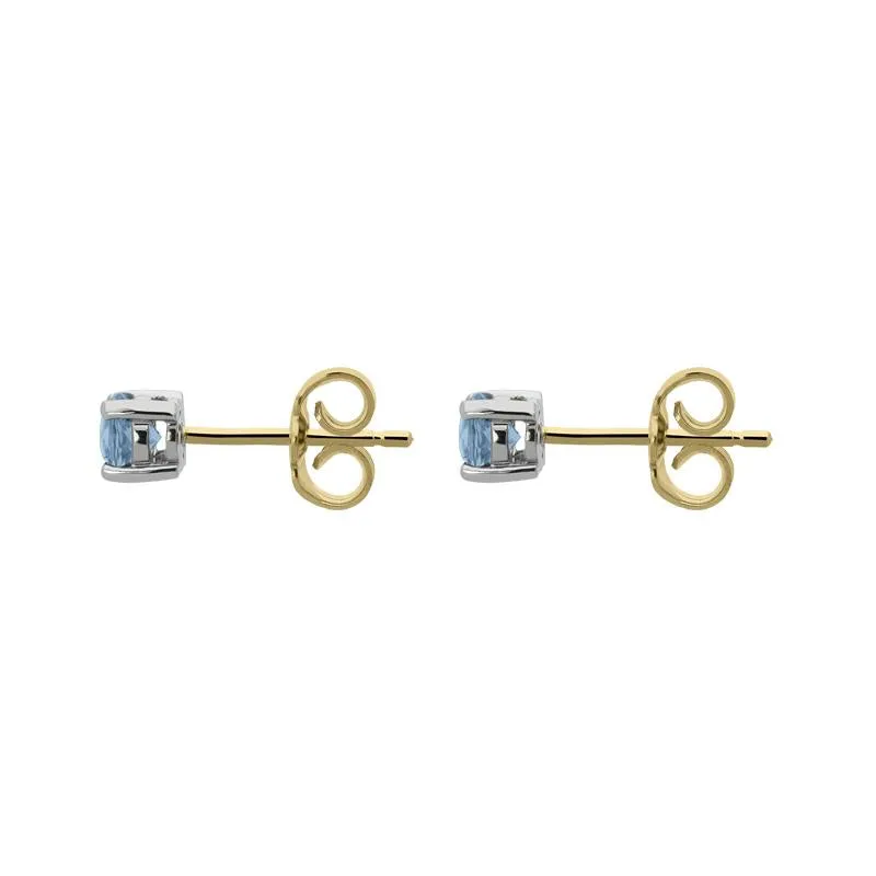 18ct Yellow Gold 0.50ct Aquamarine Solitaire Stud Earrings