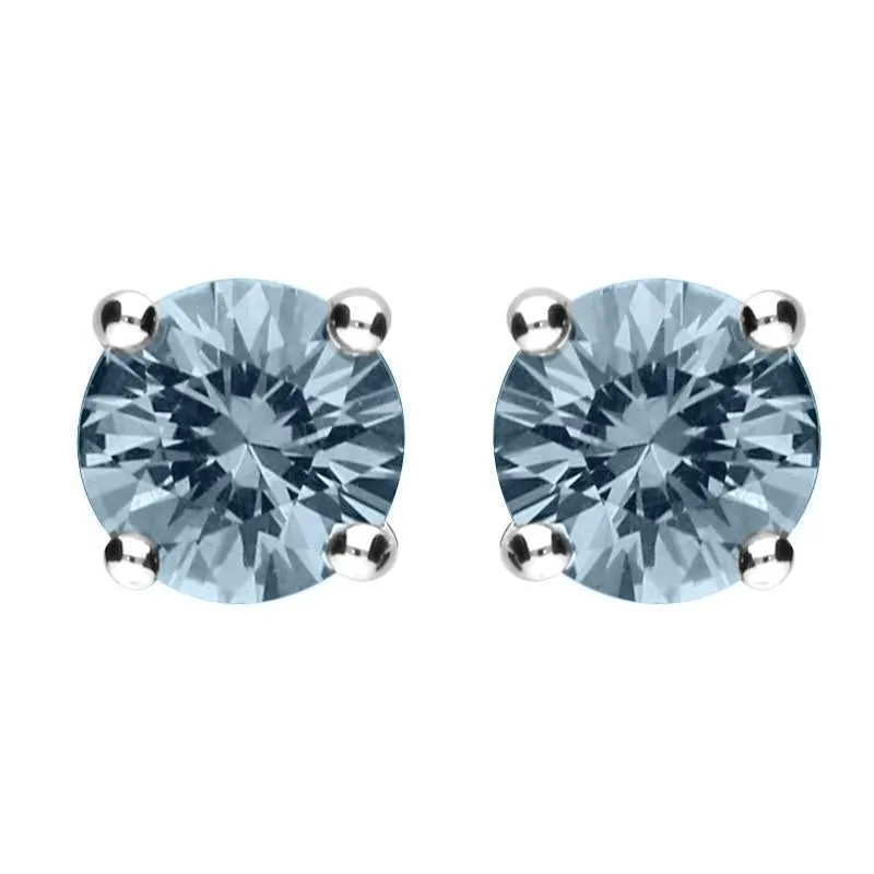 18ct Yellow Gold 0.50ct Aquamarine Solitaire Stud Earrings
