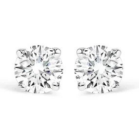 18K White Gold 1/3 Cttw Round Brilliant-Cut Near Colorless Diamond Classic 4-Prong Stud Earrings
