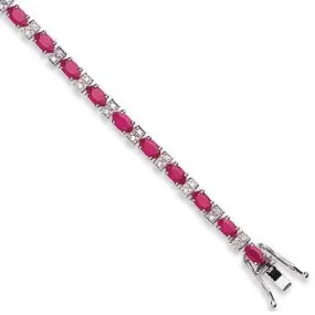18K White Gold 6 Carat Ruby & Diamond Tennis Bracelet