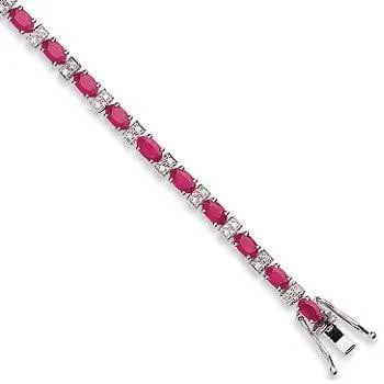 18K White Gold 6 Carat Ruby & Diamond Tennis Bracelet