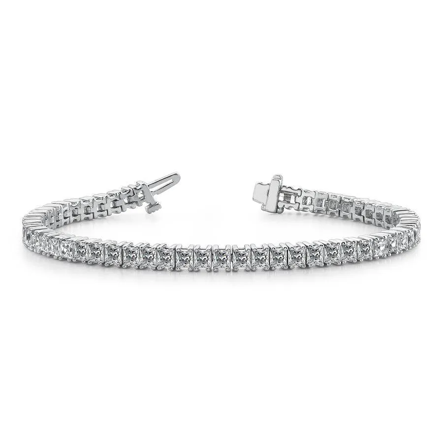 18k White Gold Princess Cut Diamond Tennis Bracelet - 9.35ctw