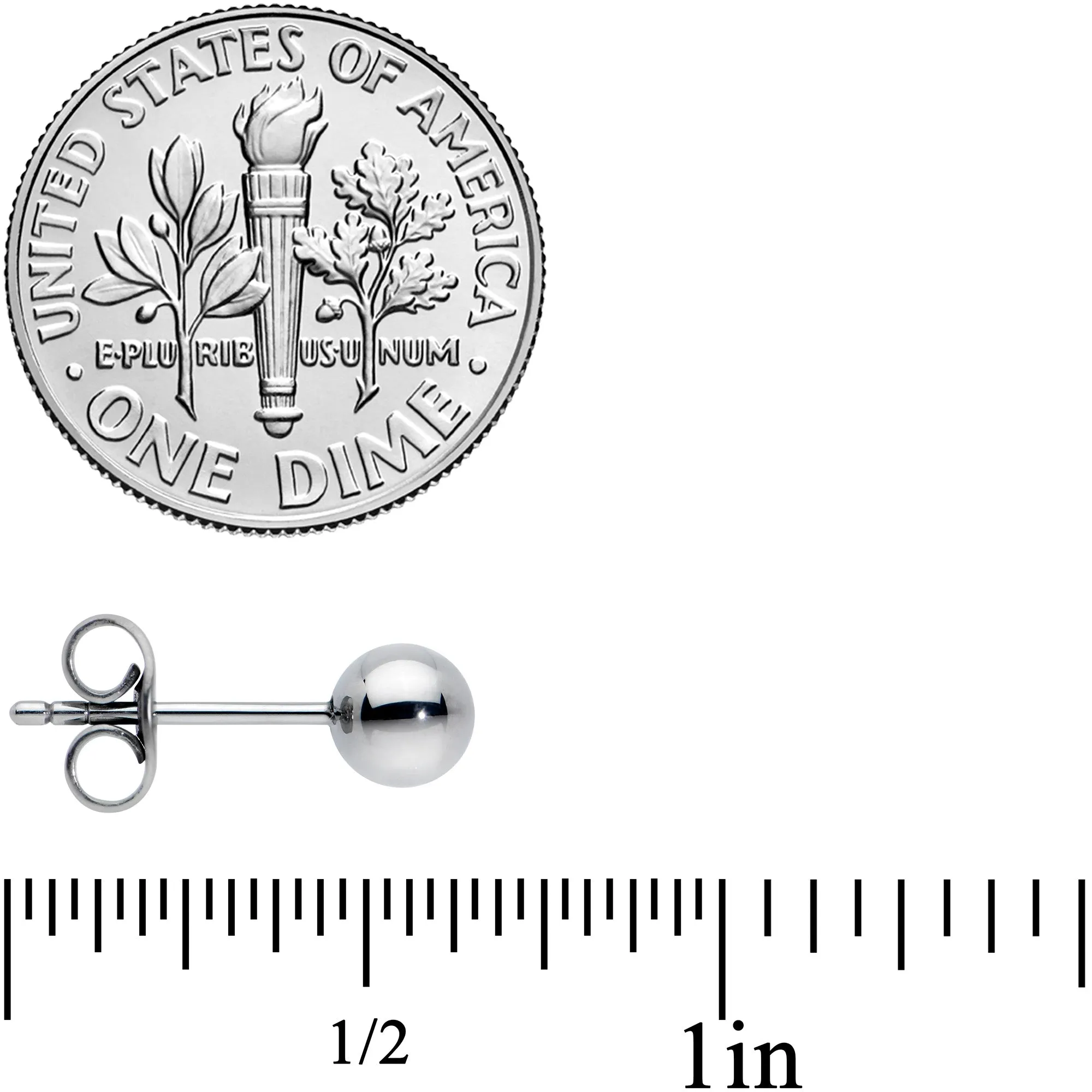 20 Gauge 5mm Ball End Grade 23 Titanium Post Stud Earrings