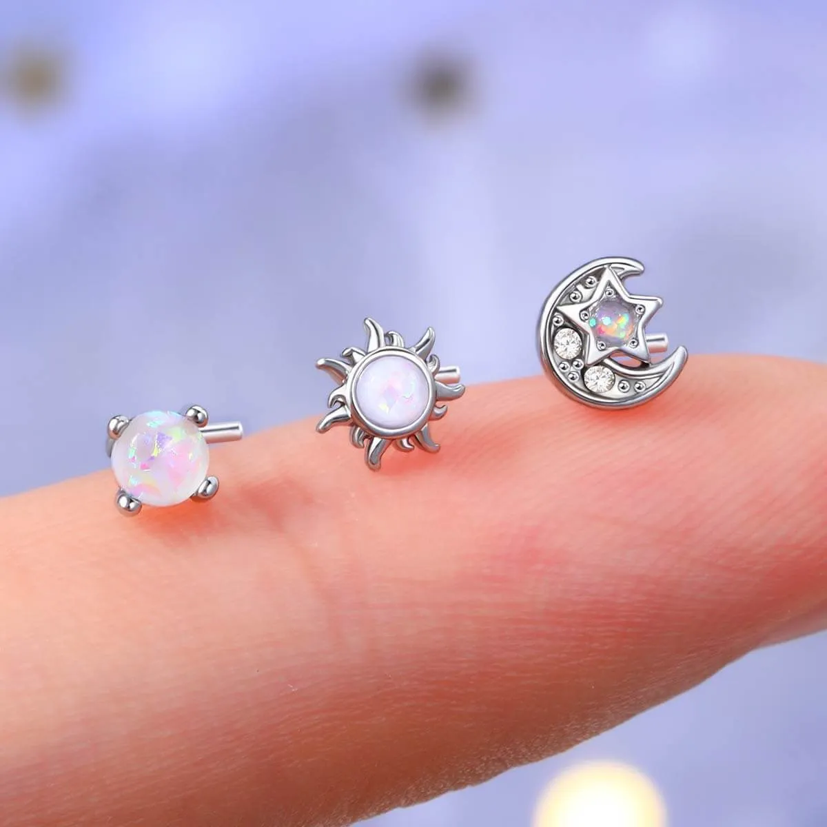 20G 3PCS L-shaped Nose Studs Pack