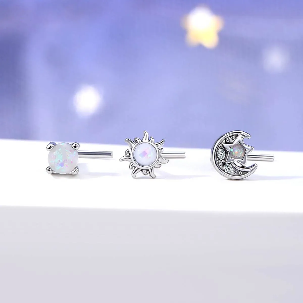 20G 3PCS L-shaped Nose Studs Pack