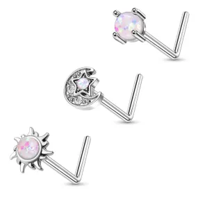 20G 3PCS L-shaped Nose Studs Pack