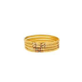 22K Yellow Gold & Enamel Praise Bangles