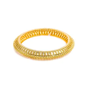 22K Yellow Gold Bangles Set of 2 W/ Open Beaded Filigree Design