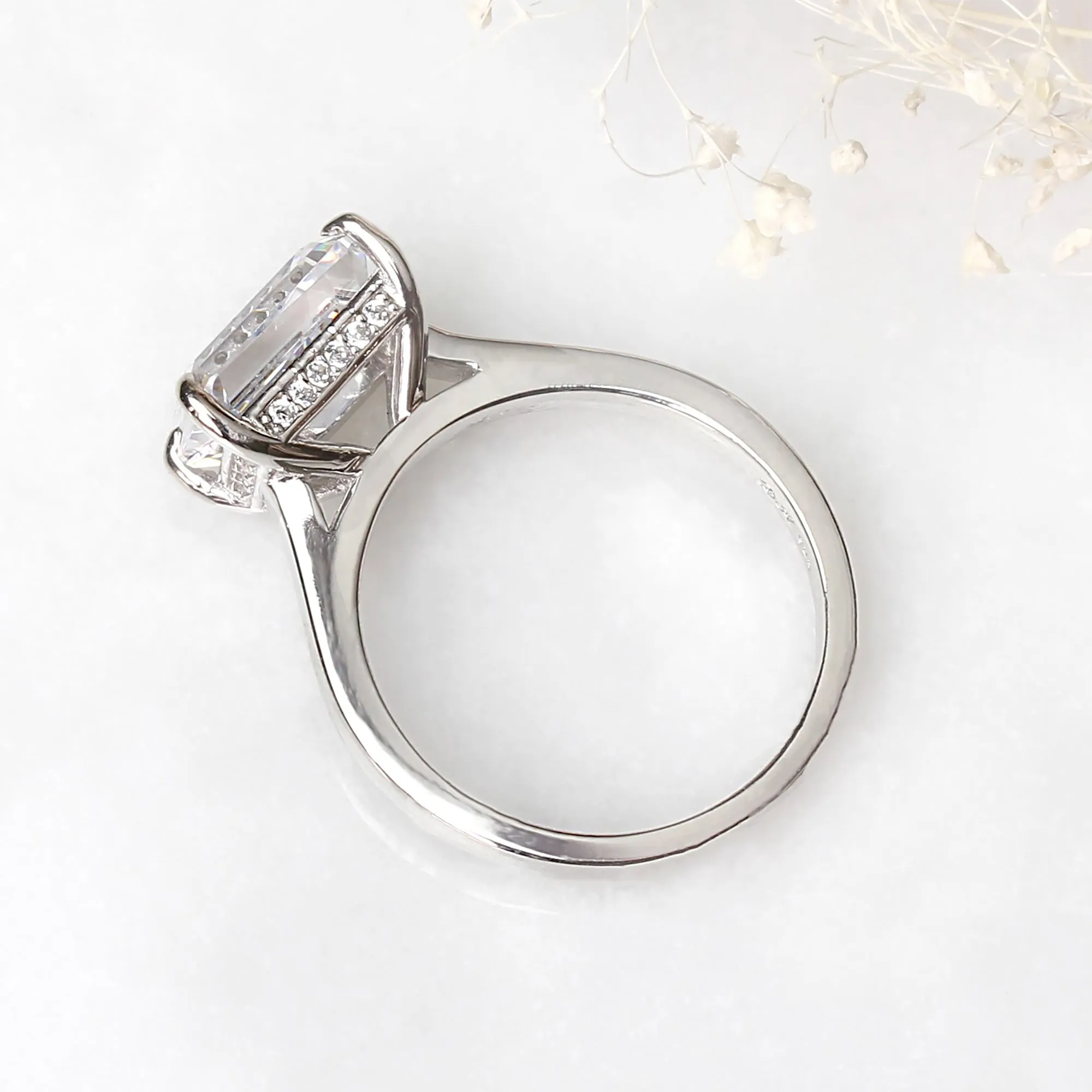 3.8 Carat, 7 Carat Hidden Halo Emerald Ring