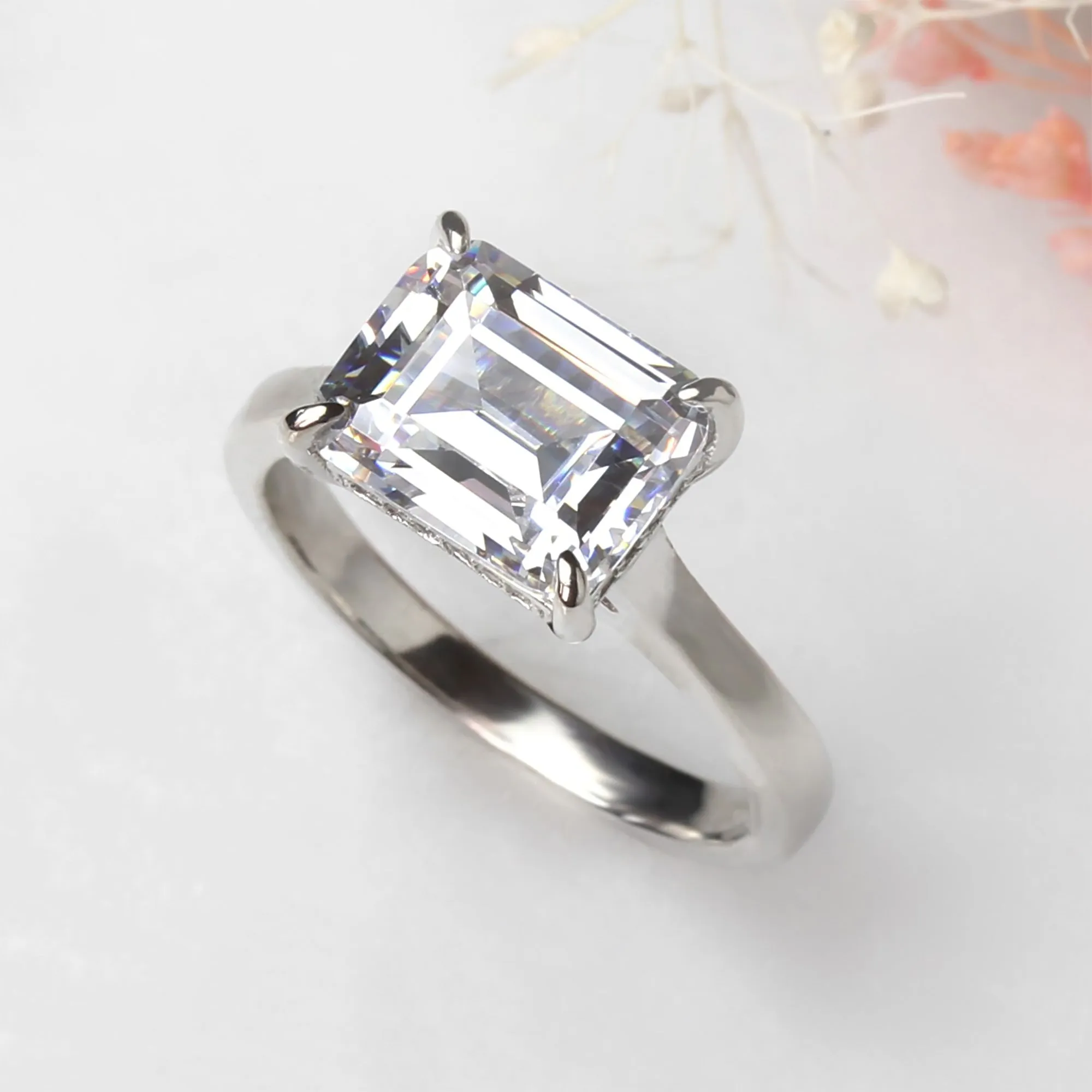 3.8 Carat, 7 Carat Hidden Halo Emerald Ring