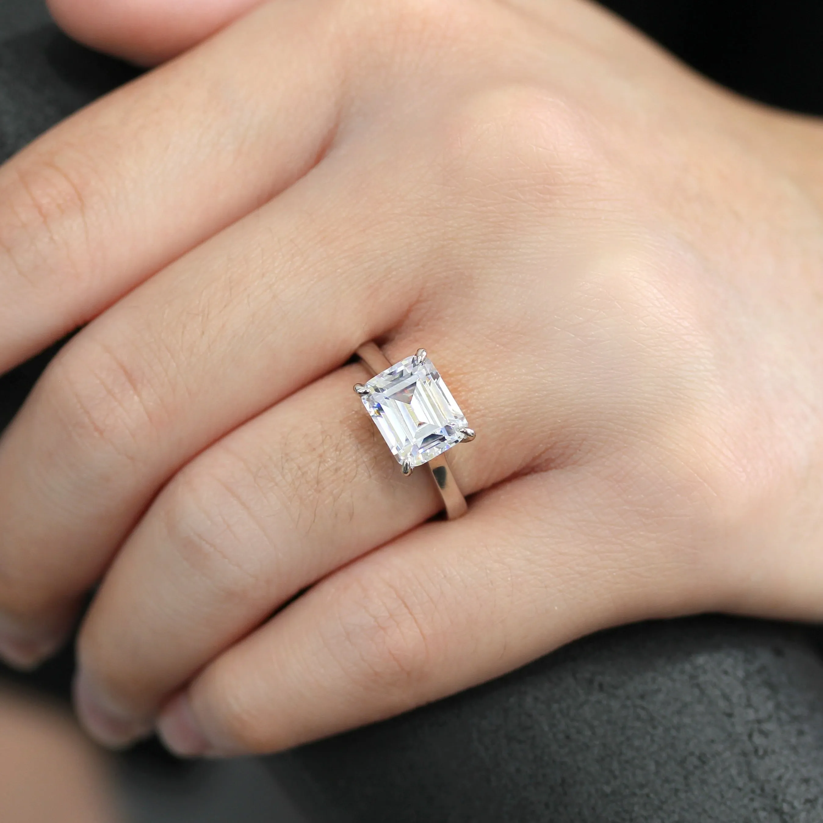 3.8 Carat, 7 Carat Hidden Halo Emerald Ring