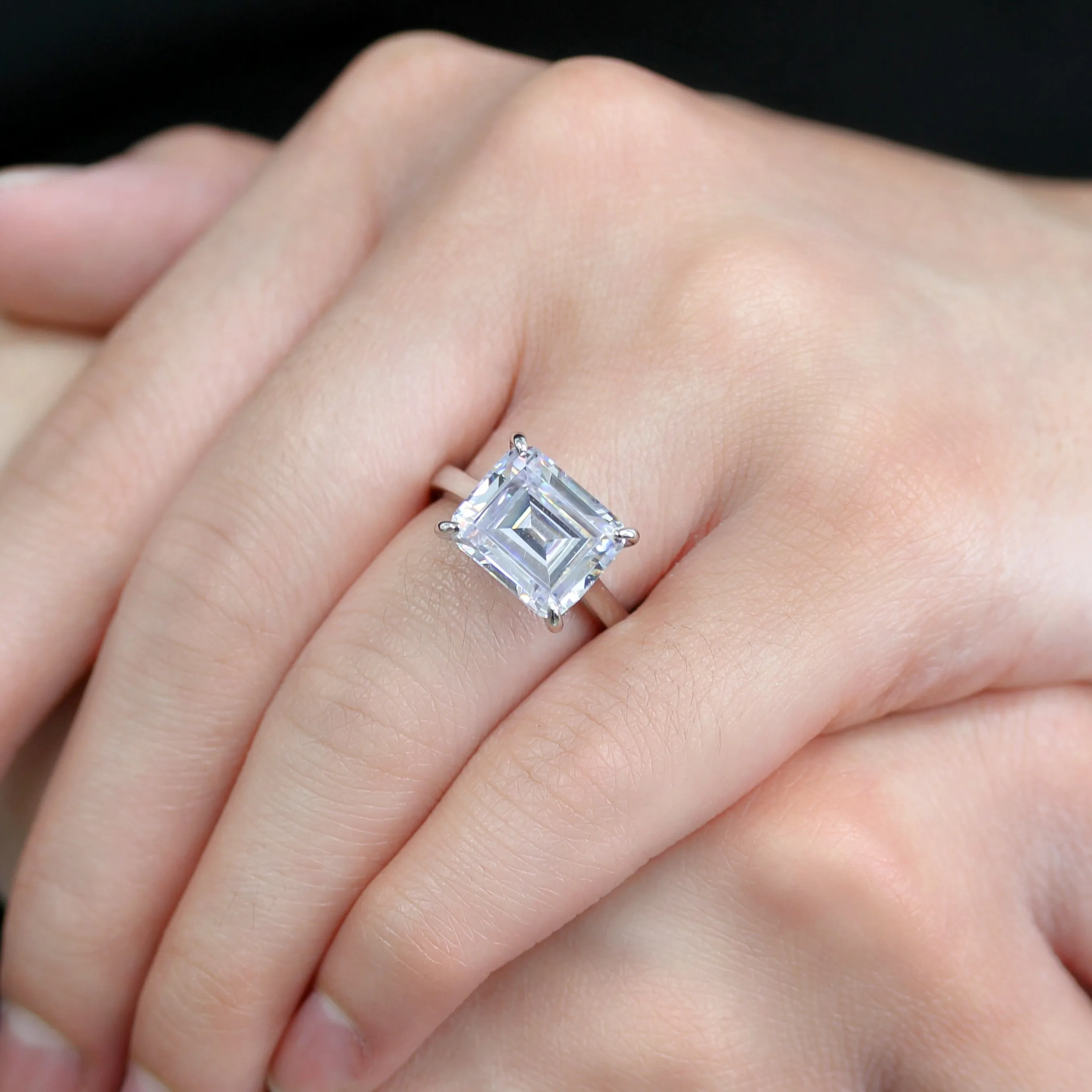 3.8 Carat, 7 Carat Hidden Halo Emerald Ring