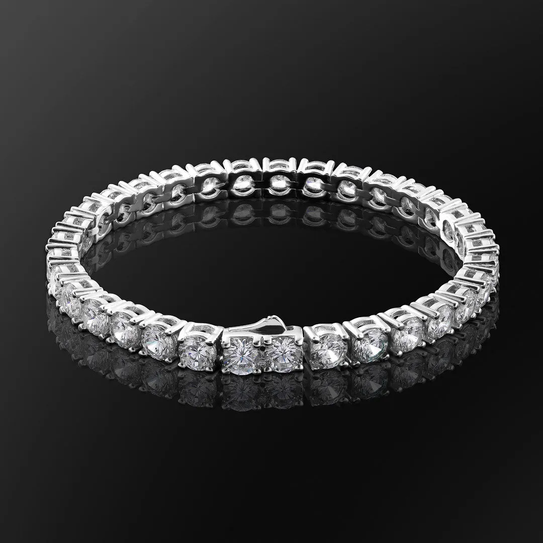 5mm White Gold CZ Diamond Mens Tennis Bracelet KRKC