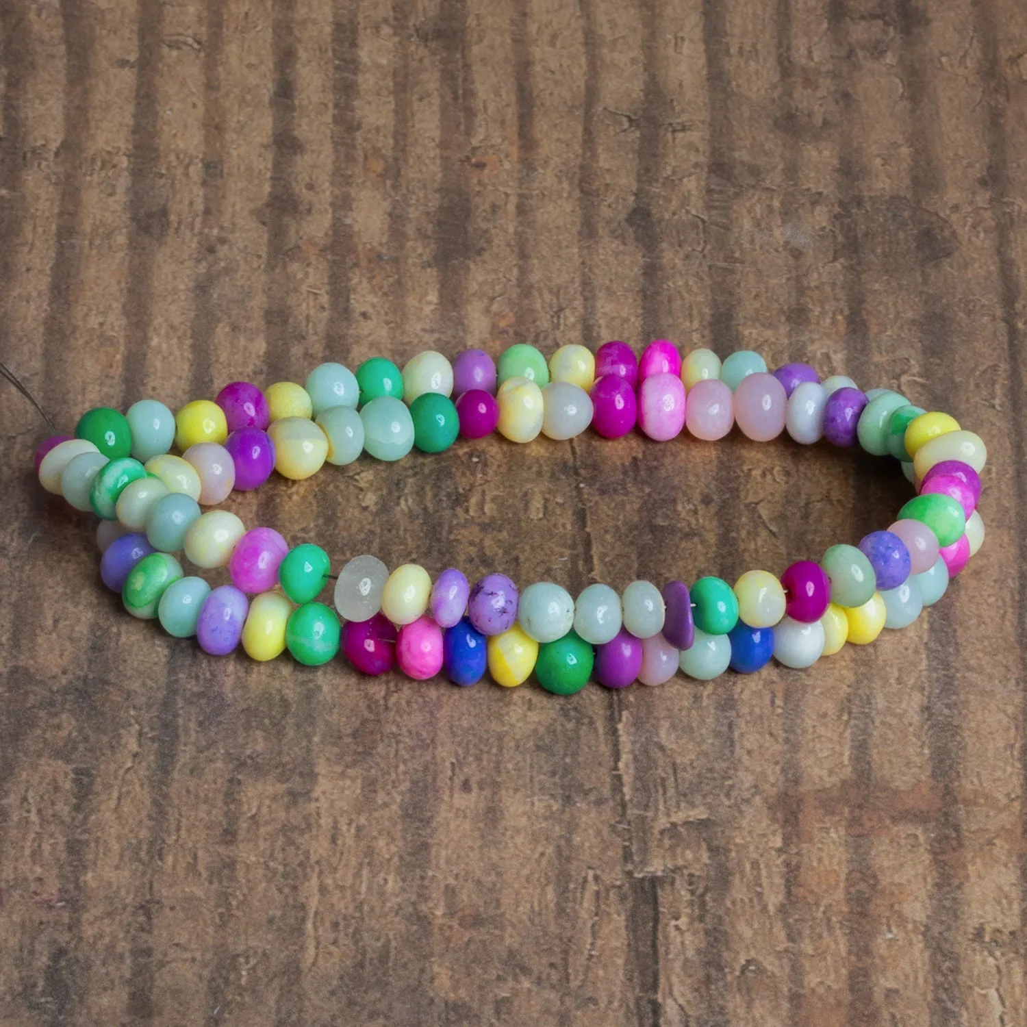 6mm Multi Color Opal Plain Rondelles 16 inch 90 beads