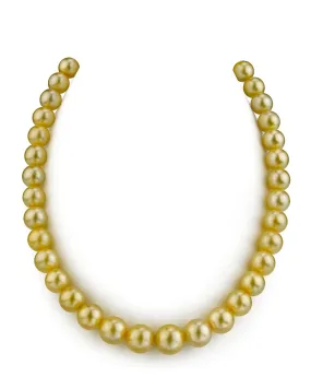 9-11mm Golden South Sea Pearl Necklace - AAAA Quality