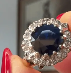 9ct Gold Sapphire and Diamond Halo Ring