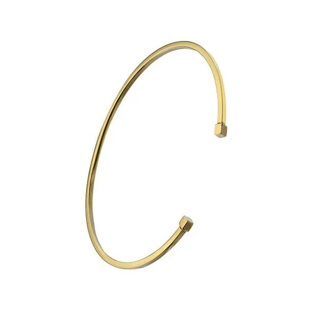 9K Yellow Gold Square Edge Torque Ladies Bangle
