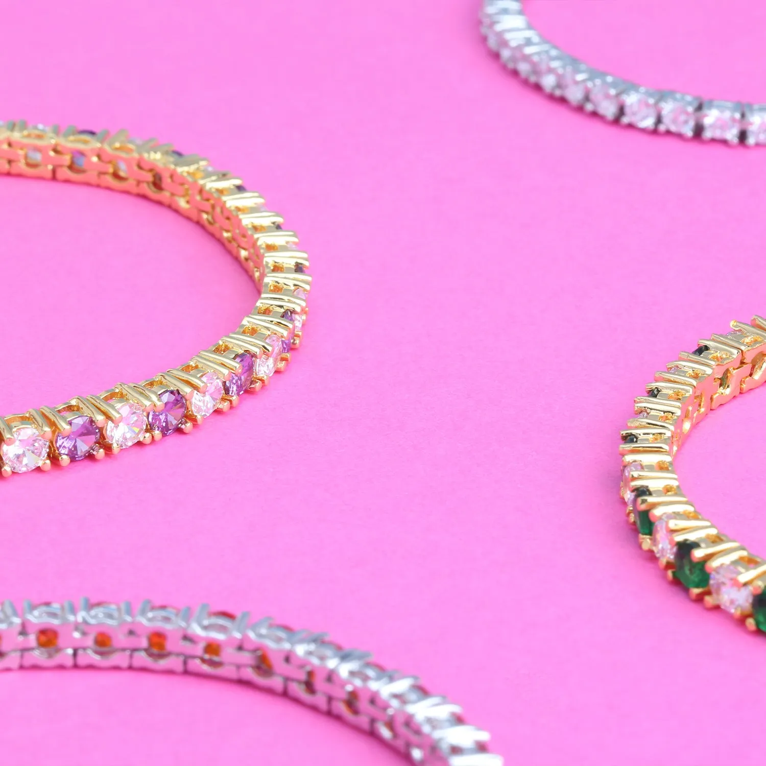 Alternating Stones CZ Tennis Bracelet 12CT 4 Prong Basket Set 14K Gold Plated 7.5 Inch