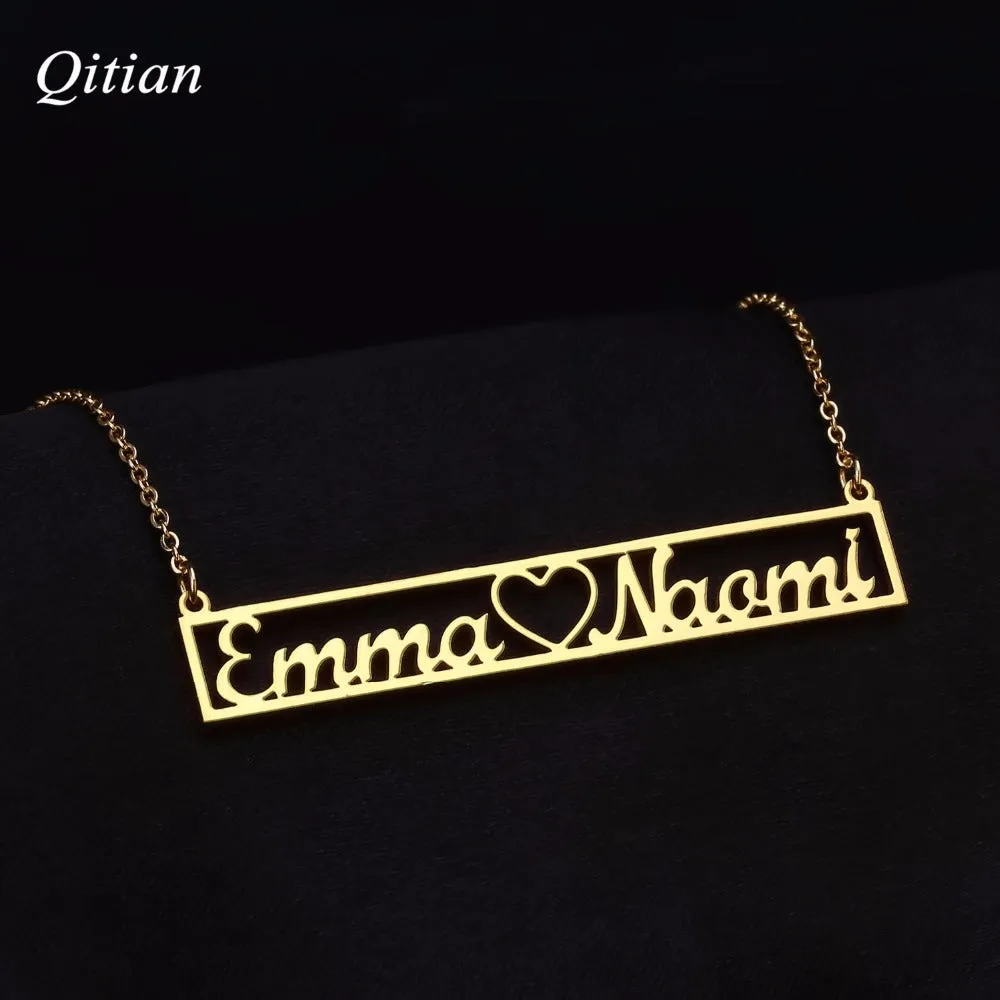 Ameplate Hollow Bar Necklaces