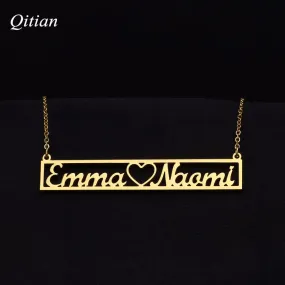 Ameplate Hollow Bar Necklaces
