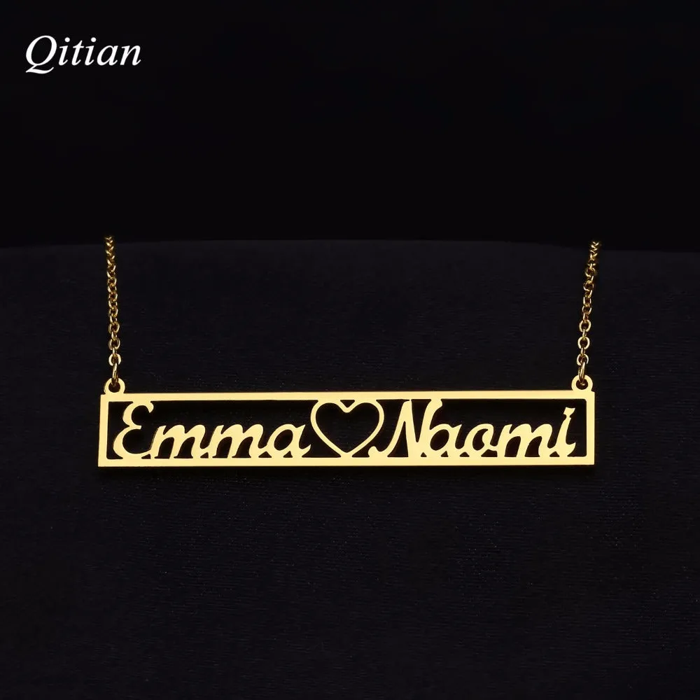 Ameplate Hollow Bar Necklaces