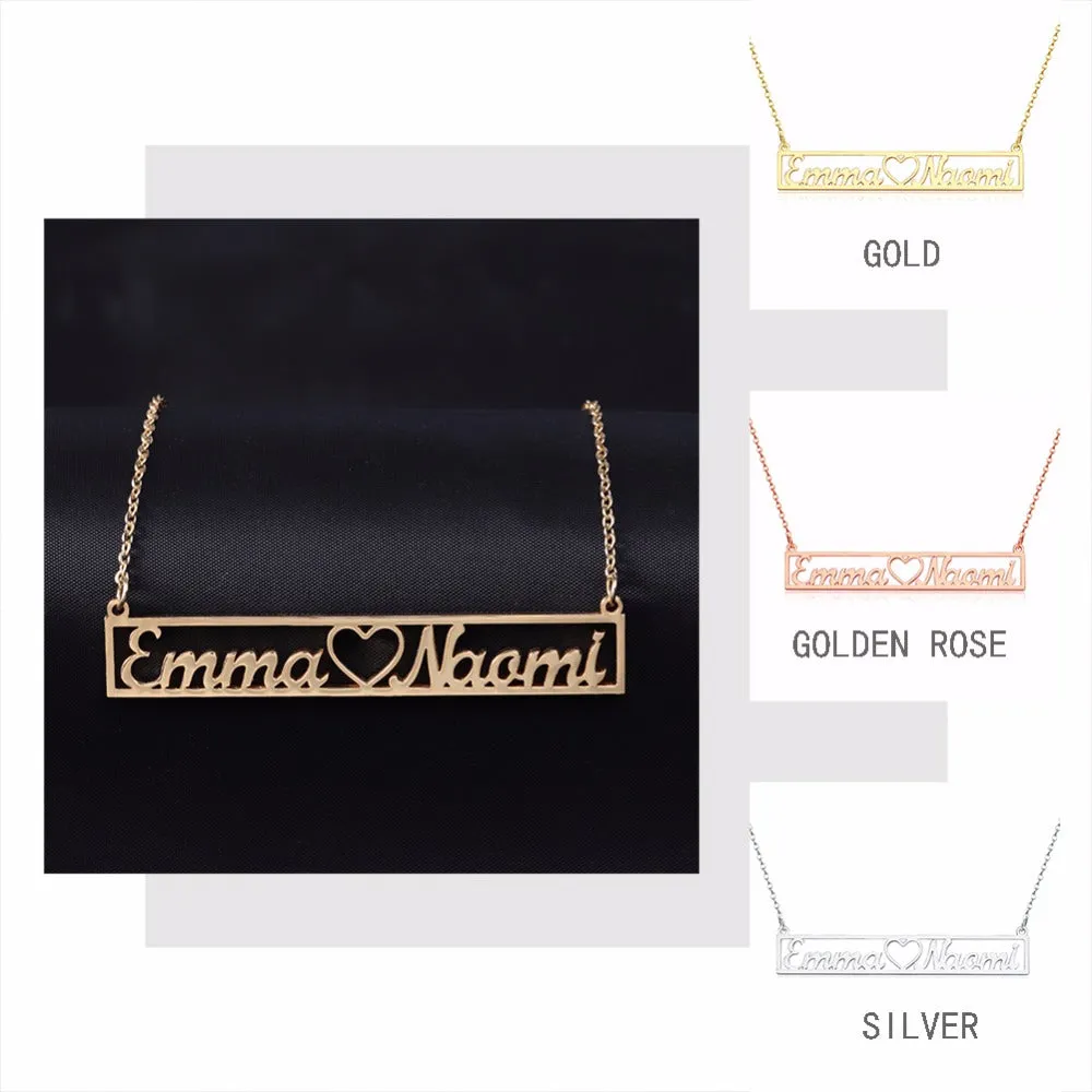 Ameplate Hollow Bar Necklaces