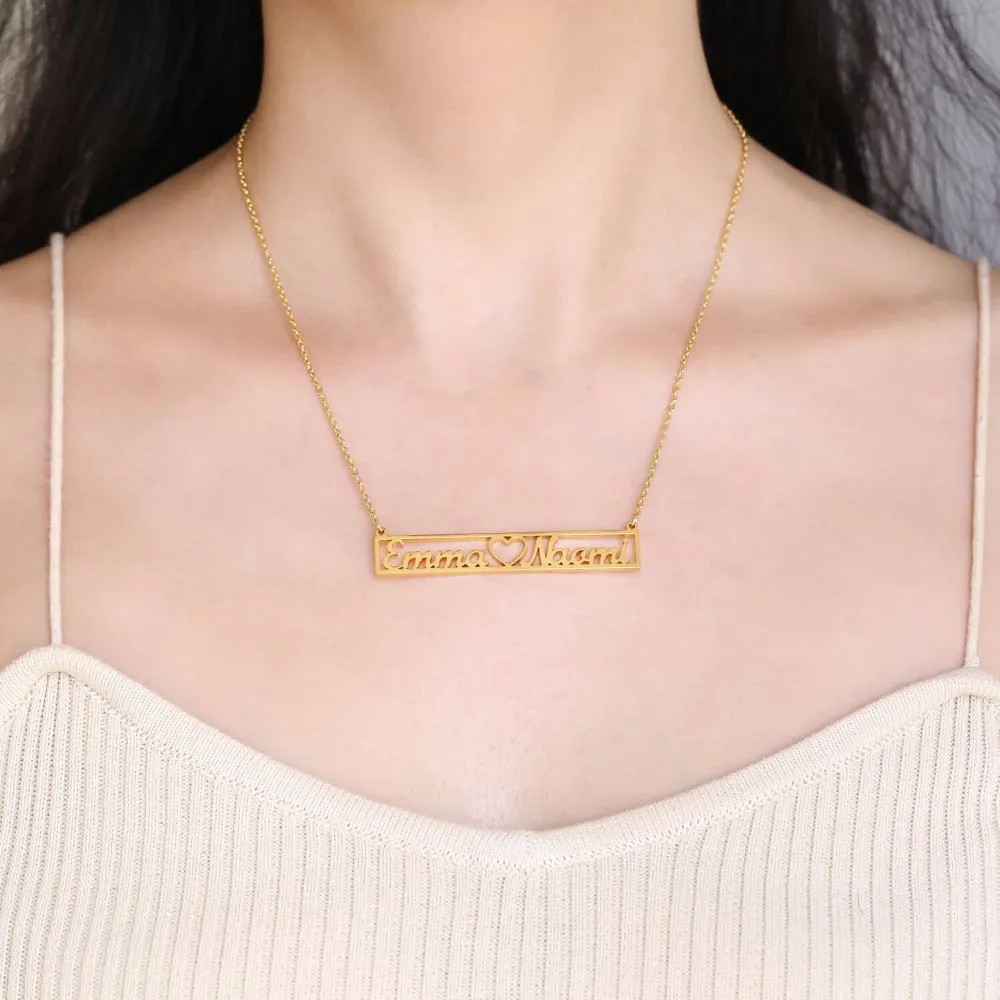 Ameplate Hollow Bar Necklaces